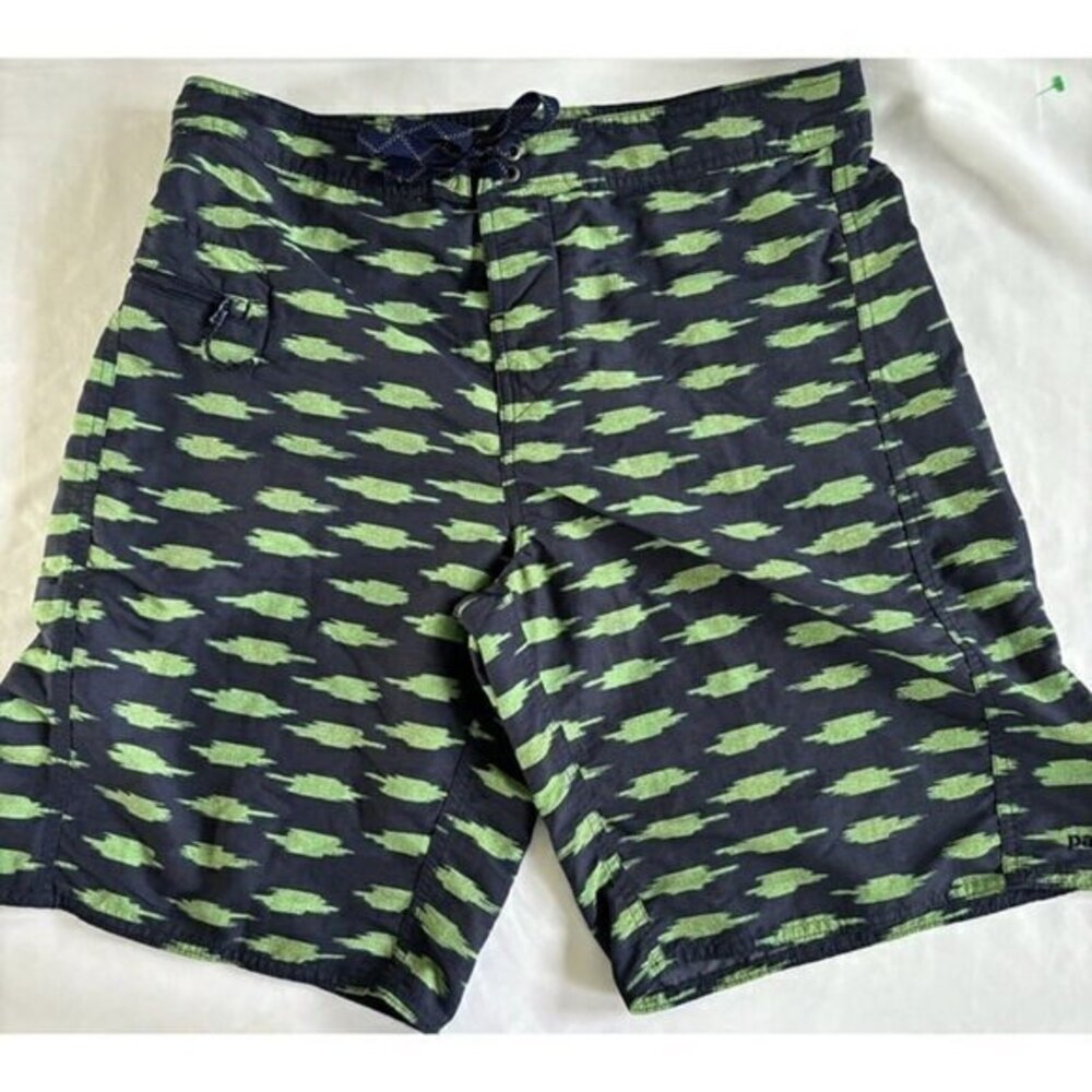 Patagonia Wavefarer Board Shorts Men’s 32 Blue/Green  Beach Swim‎ Drawstring